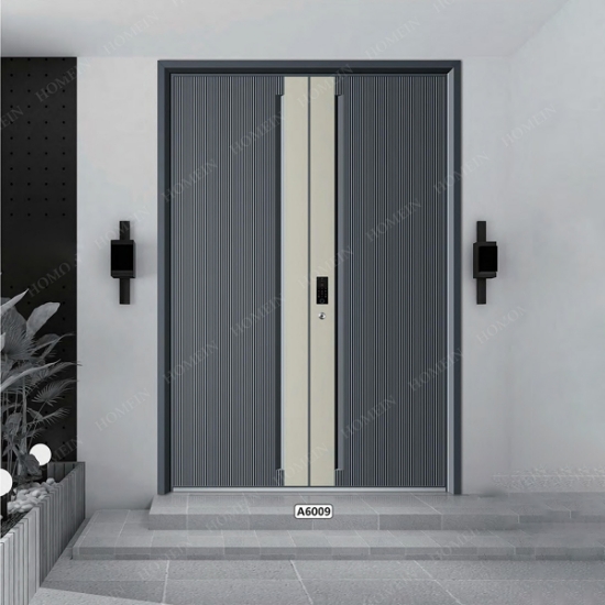 Picture of Dark Grey and Champagne Gold Bi-Color Metal Double Entrance Doors