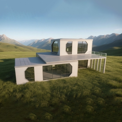 Slika Split-level Layout - Space Capsule Home - Multi-level Design