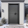 Picture of Round Handle Dark Grey Metal Entrance Door