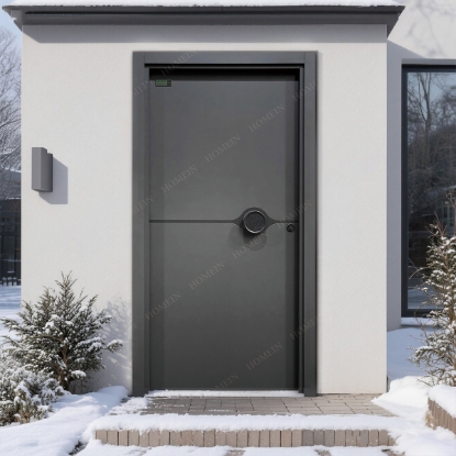 Slika Round Handle Dark Grey Metal Entrance Door